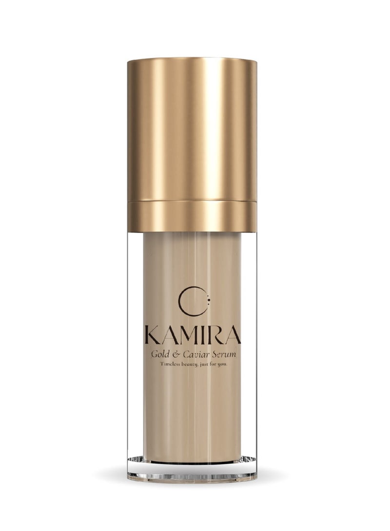 Kamira 24K Gold and Caviar Serum with Hyaluronic Acid & Vitamin C For Oil,Dry,Normal Skin| Korean Skin Care |Anti Aging Serum | Naturals Ingredients- Wrinkles, Fine Lines, Elasticity,Glowing Skin,30ml - Image 1